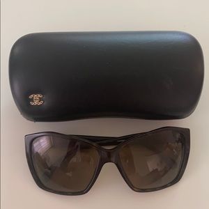 Chanel Glitter Tortoise Sunglasses and Case